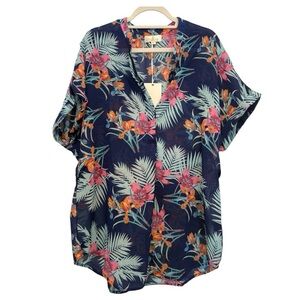 2/$20 Pia Rossini Palm Beach Cover-Up Tunic – Blue/Pink Print, Size M/L (NWT)